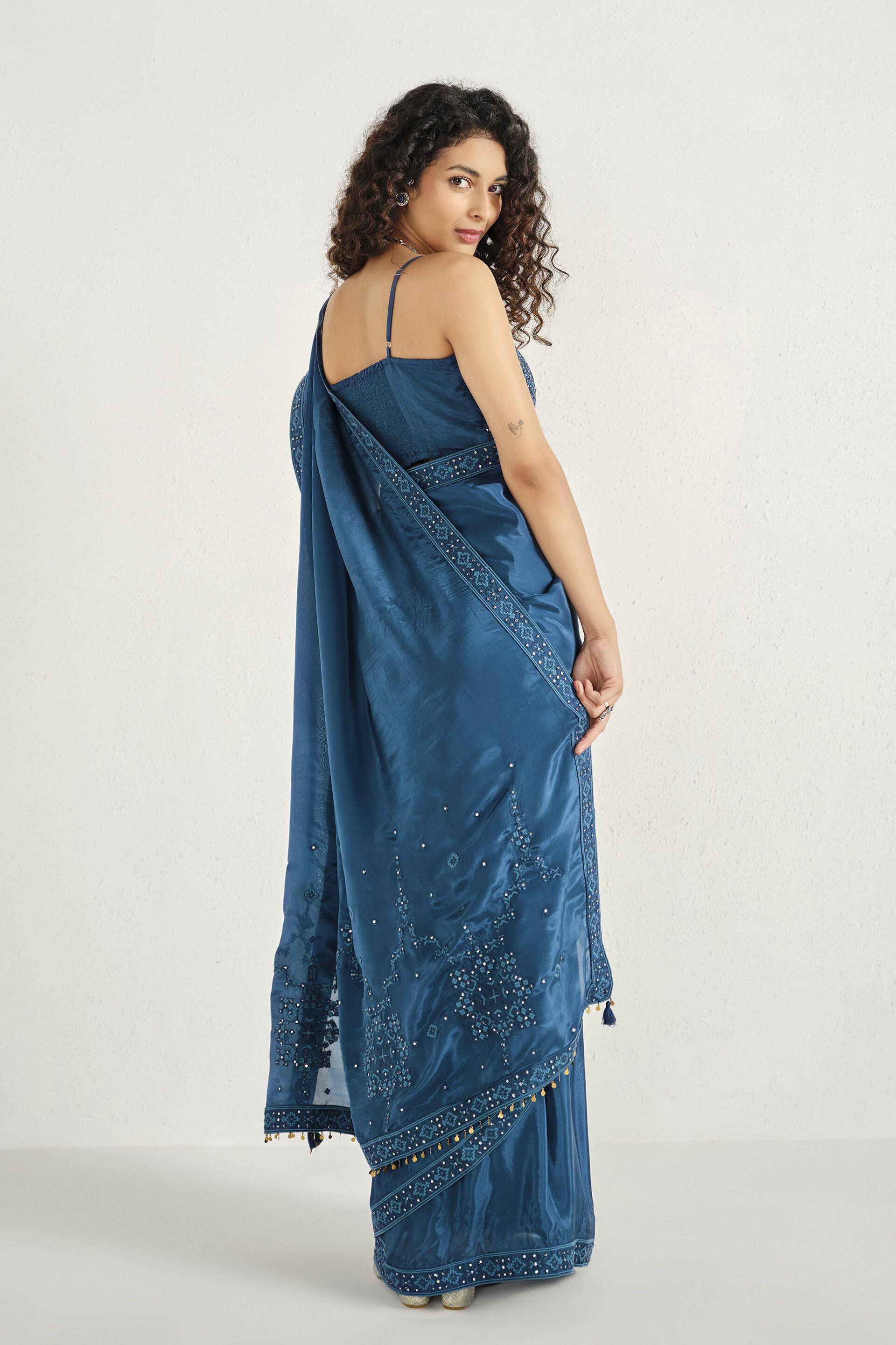 Indigo Hour Saree Set, Indigo, image 5